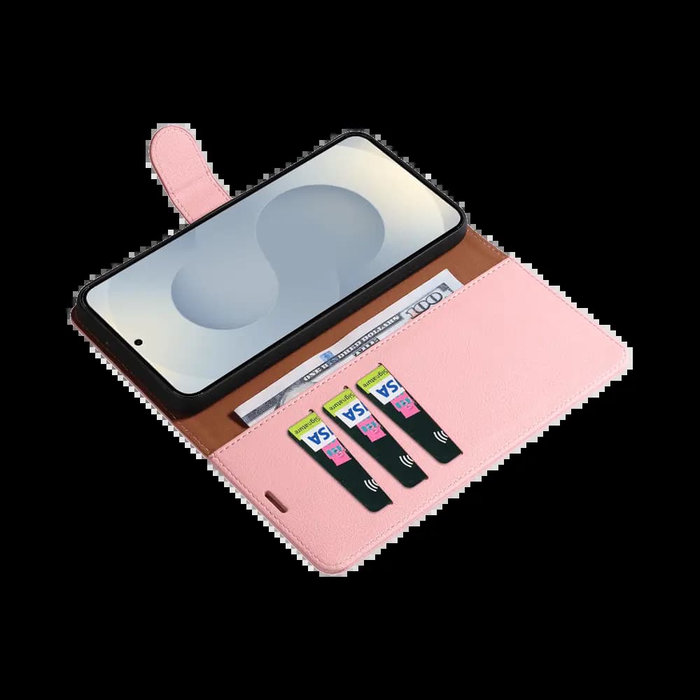 Housse folio anti-RFID Samsung Galaxy S25 – PROTECT IP011 Rose - Vue 3