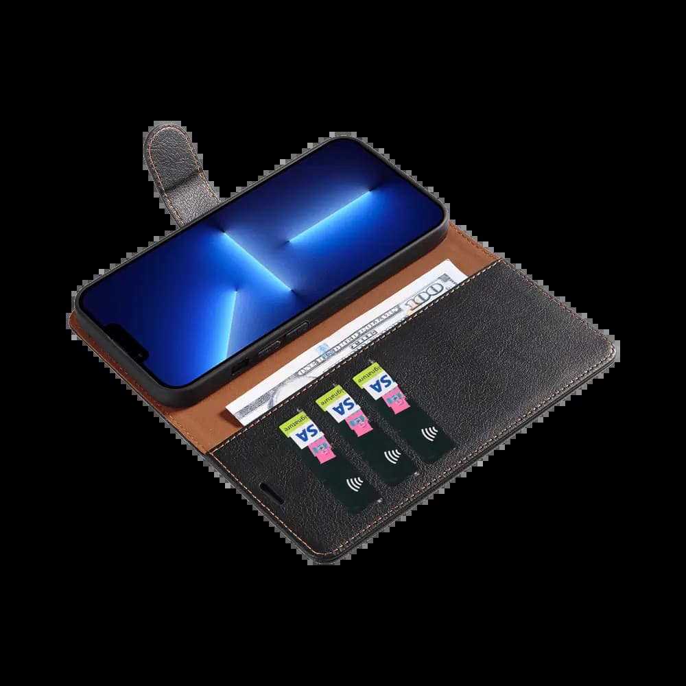 Housse folio anti-RFID iPhone 13 Pro Max – PROTECT IP011 Noir - Vue 3