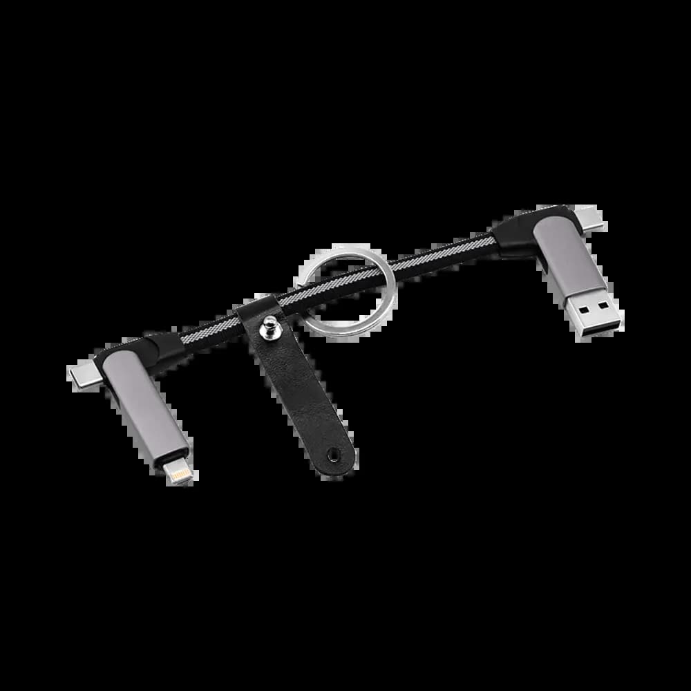 Porte-Clés Multi-Câbles 5 en 1 (Lightning + 2x USB-C + USB-A) Gris - Vue 2