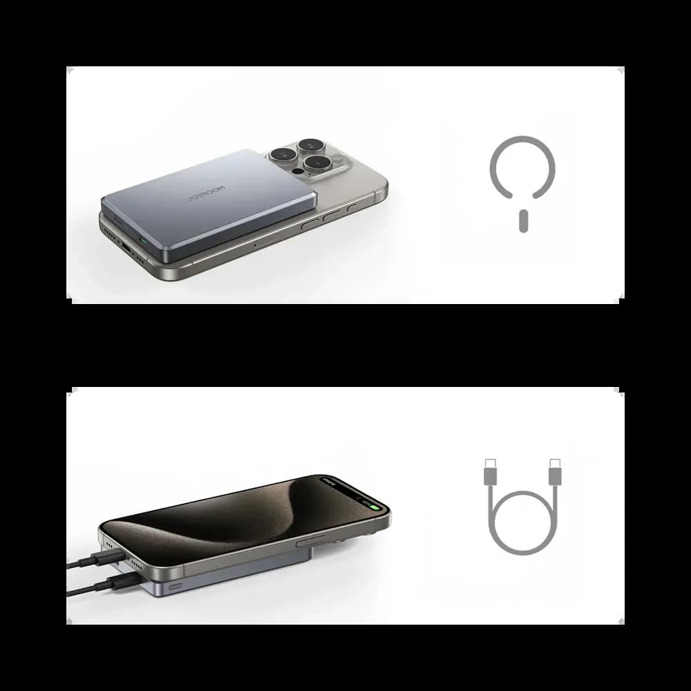 Batterie Externe magnétique 10000mAh 22.5W ultra fine - JOYROOM JR-PBM08 Pro Titane Naturel - Vue 4