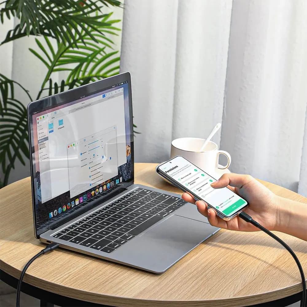 Câble Aukey USB-C vers USB-C 100W Power Delivery en nylon tressé (1.8m) - Noir - Vue 42