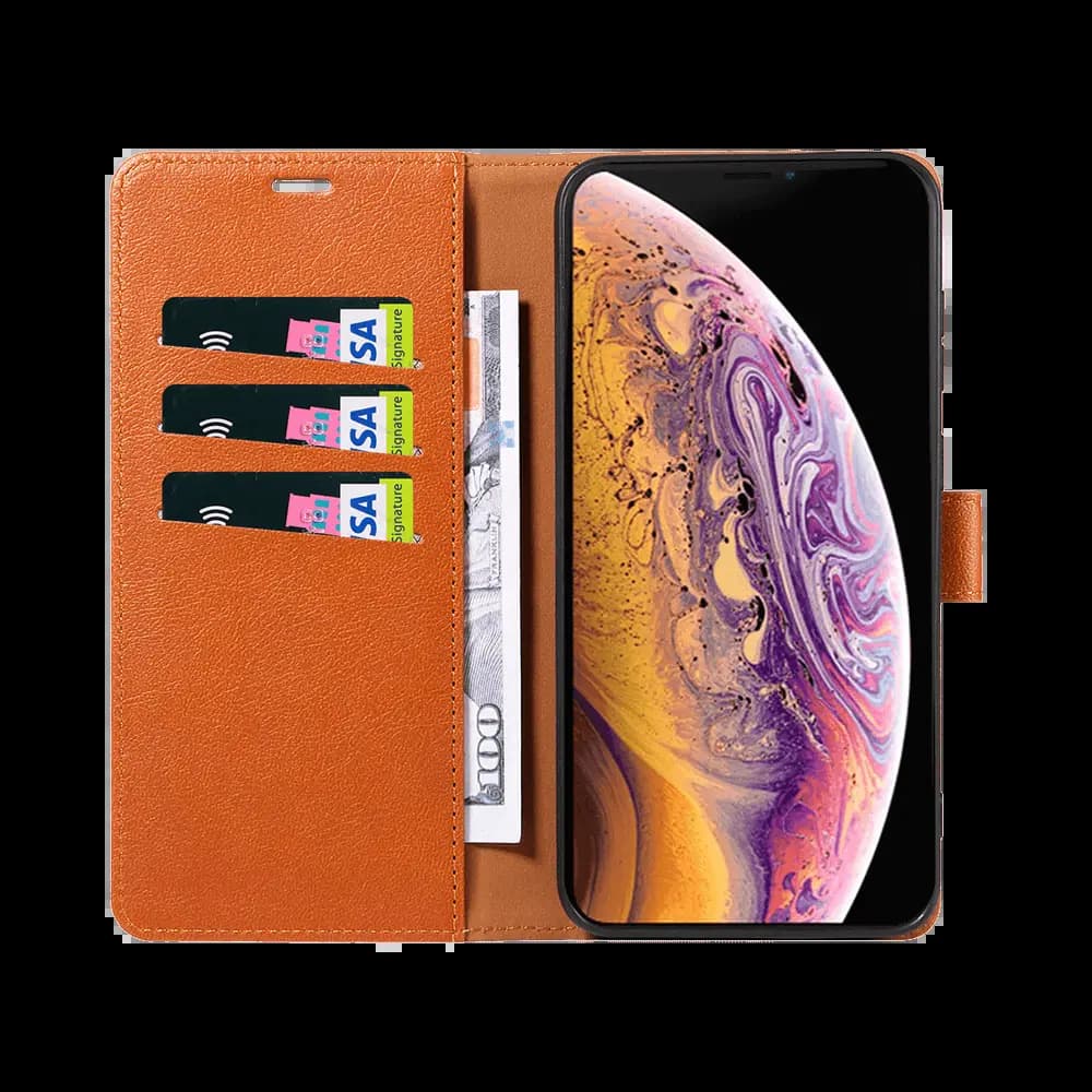 Housse folio anti-RFID iPhone X / XS – PROTECT IP011 Marron - Vue 2
