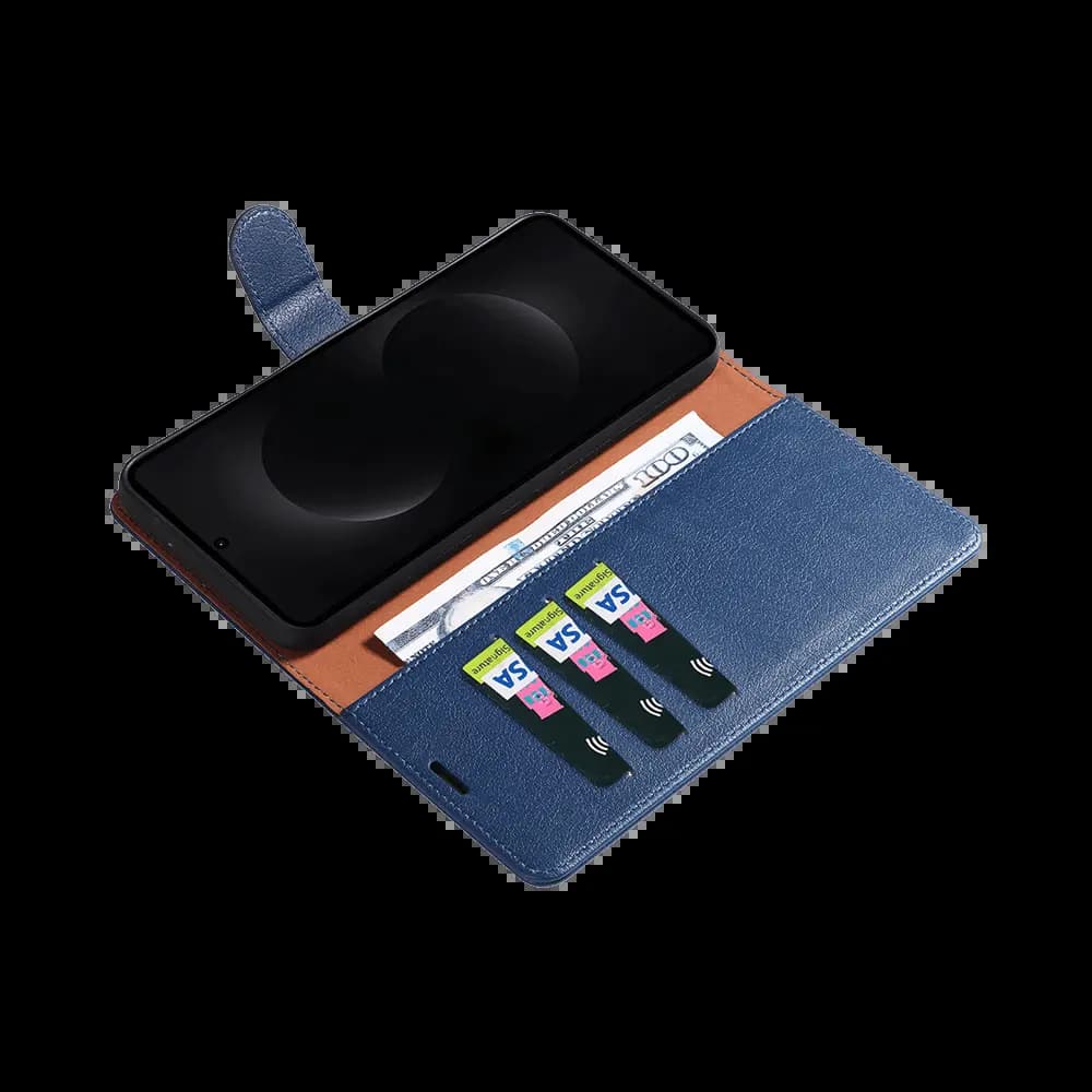 Housse folio anti-RFID Samsung Galaxy S26 Ultra – PROTECT IP011 Bleu Marine - Vue 3