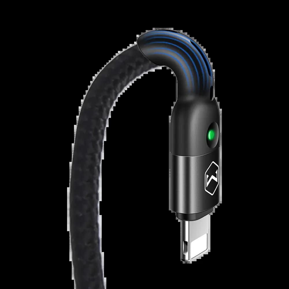 Câble USB-A vers Lightning spirale 10W 1.8m avec LED – Mcdodo CA-6410 Noir - Vue 2