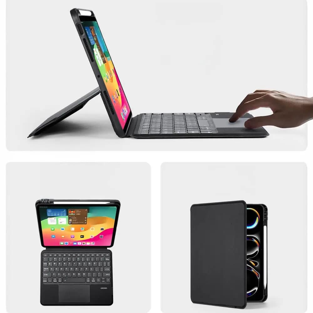 Housse clavier rétroéclairé iPad Pro 11" M4 avec trackpad - Dux Ducis DK Noir - Vue 10