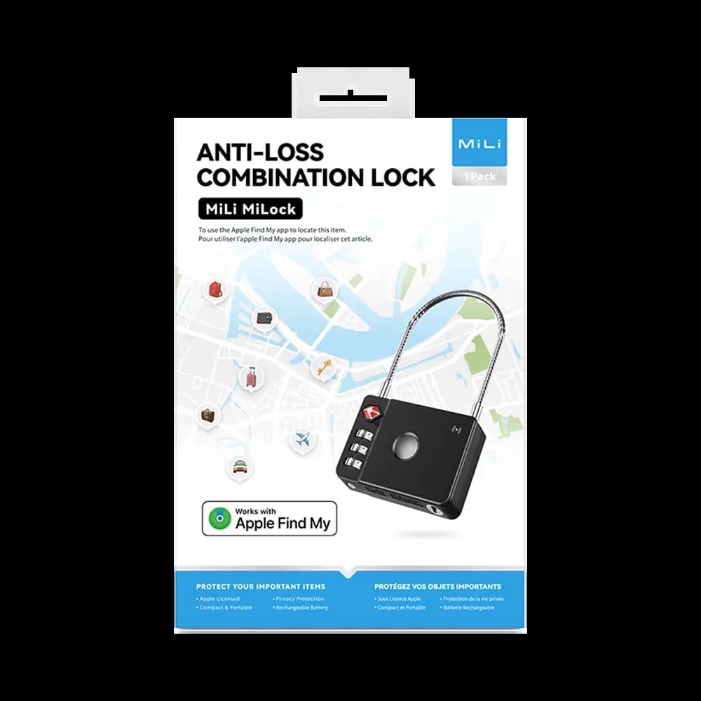 Traceur GPS cadenas connecté MILI MiLock pour iOS Apple Find My - Noir - Vue 4