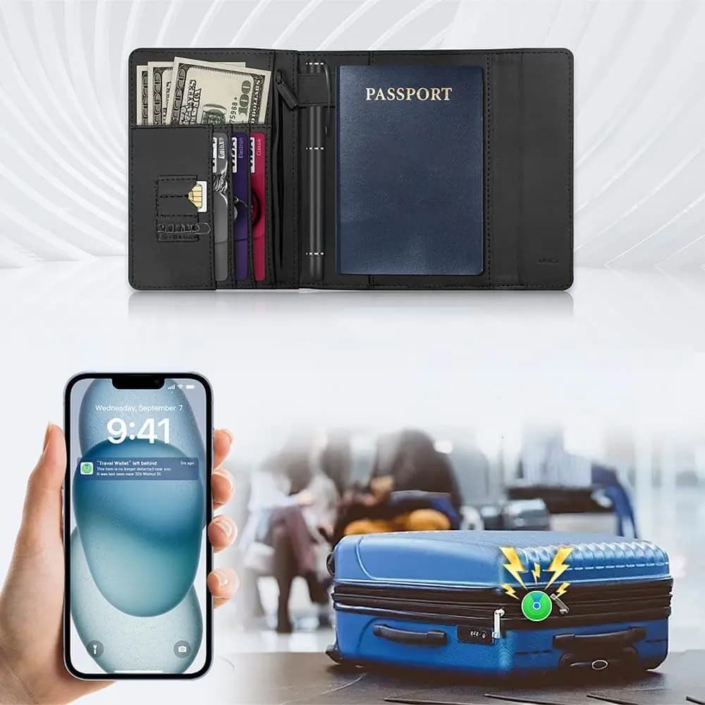 Traceur GPS Passeport MILI pour iOS Apple Find My - étui de voyage Noir - Vue 3