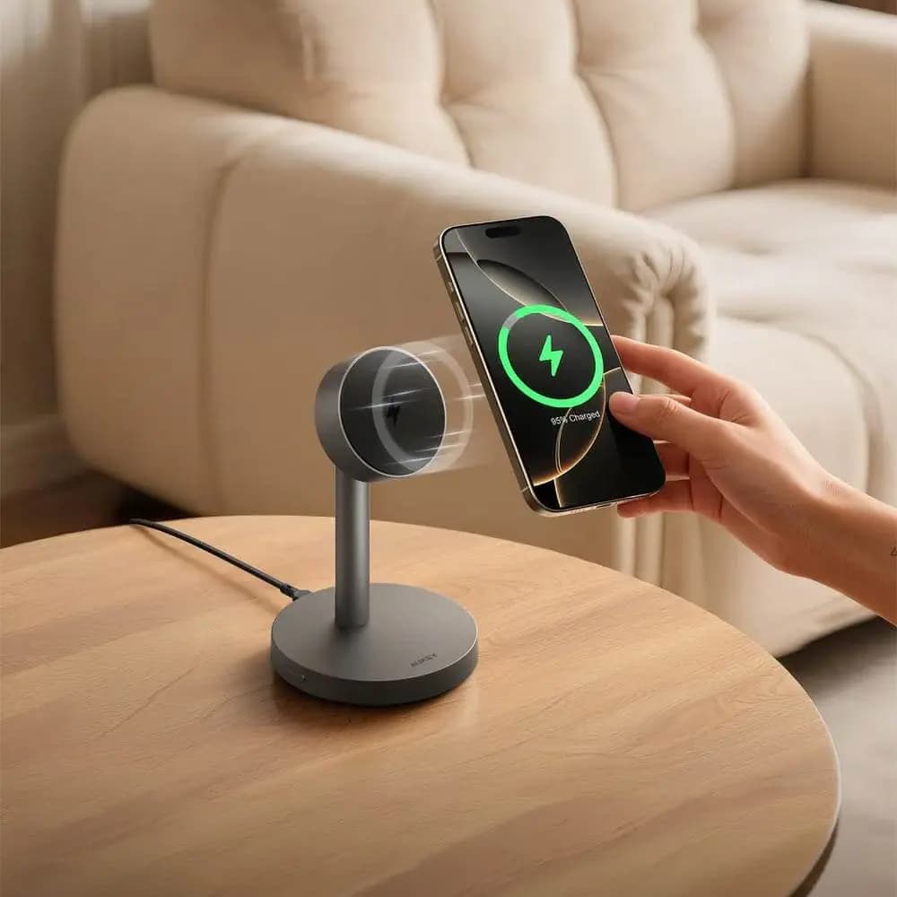 Station de charge sans fil Aukey Qi2.2 25W pour iPhone - Gris - Vue 2