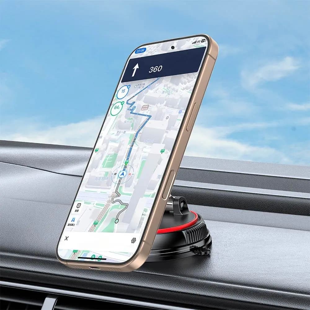 Support smartphone magnétique pour voiture fixation par ventouse Yesido C219 Noir - Vue 5