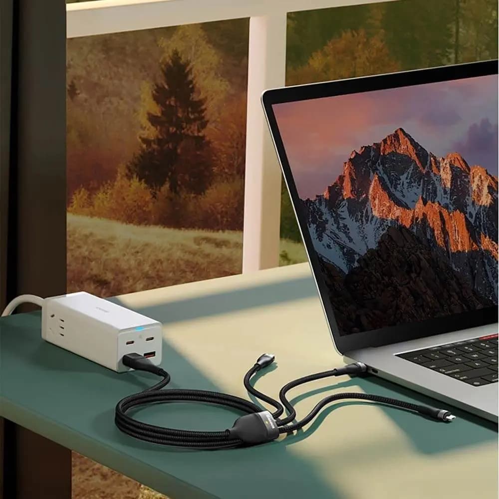 Câble Multi-Charge 100W USB + USB-C vers USB-C / Lightning / Micro-USB (1.2m) – Baseus Flash Series II Noir - Vue 4