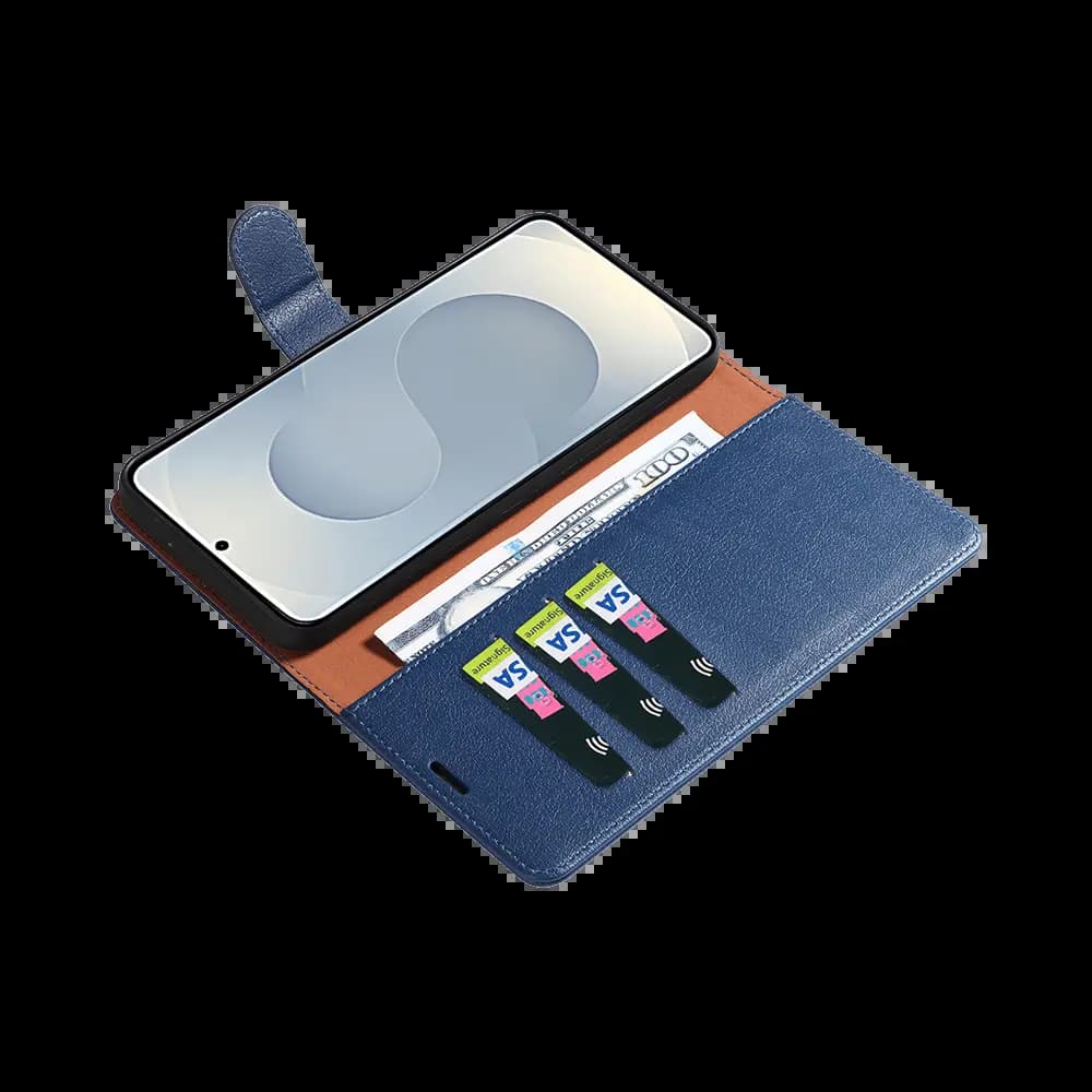 Housse folio anti-RFID Samsung Galaxy S25 Edge – PROTECT IP011 Bleu Marine - Vue 3