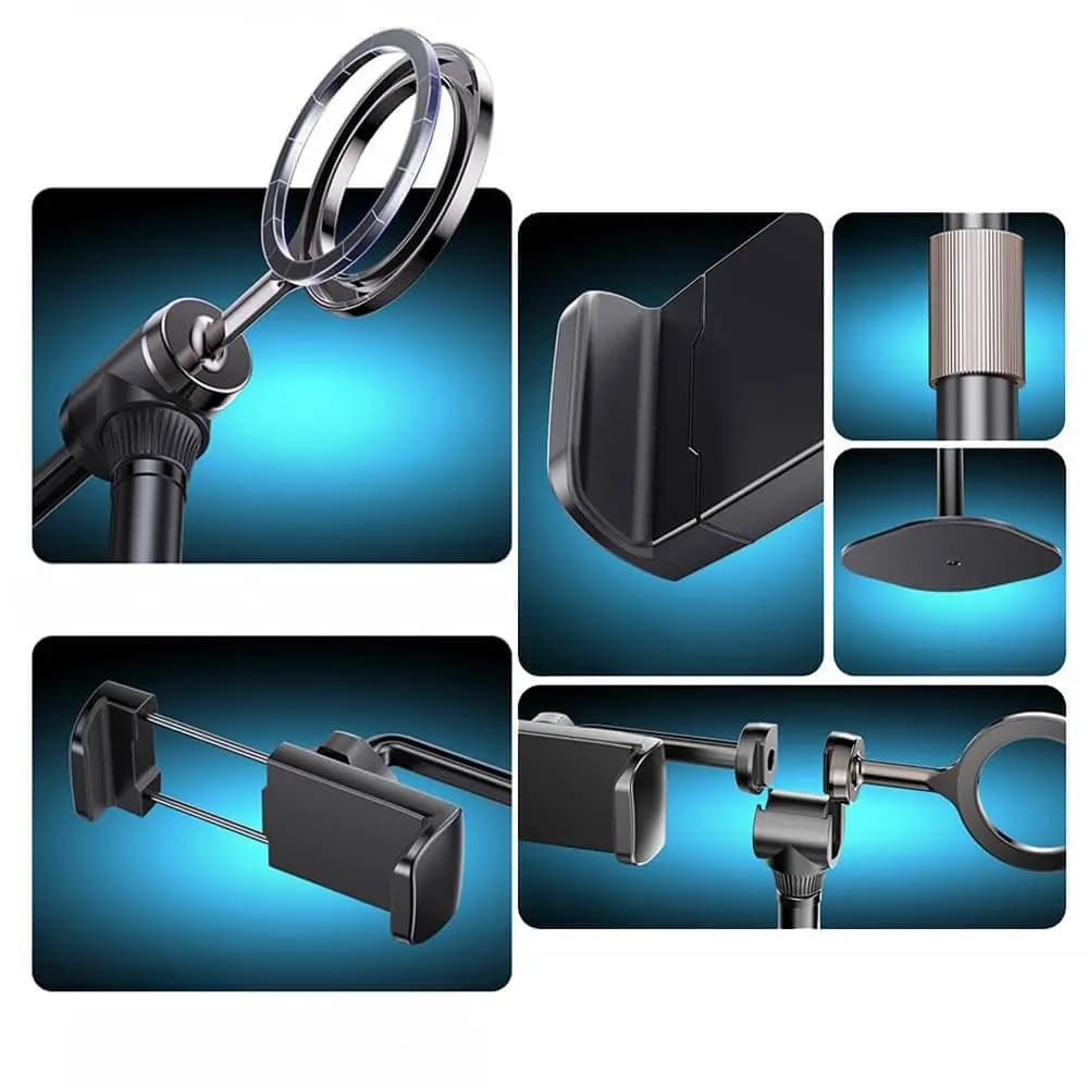 Support double smartphone Yesido - trépied de bureau magnétique et à pince Noir - Vue 2