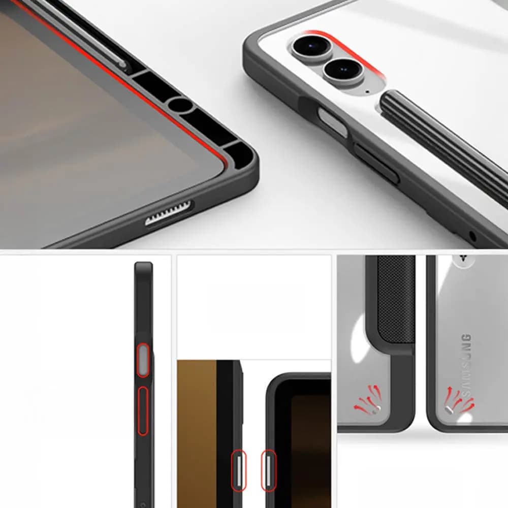 Housse folio Samsung Galaxy Tab S9 FE+ avec dos transparent & porte-stylet - Dux Ducis Toby Bleu - Vue 4