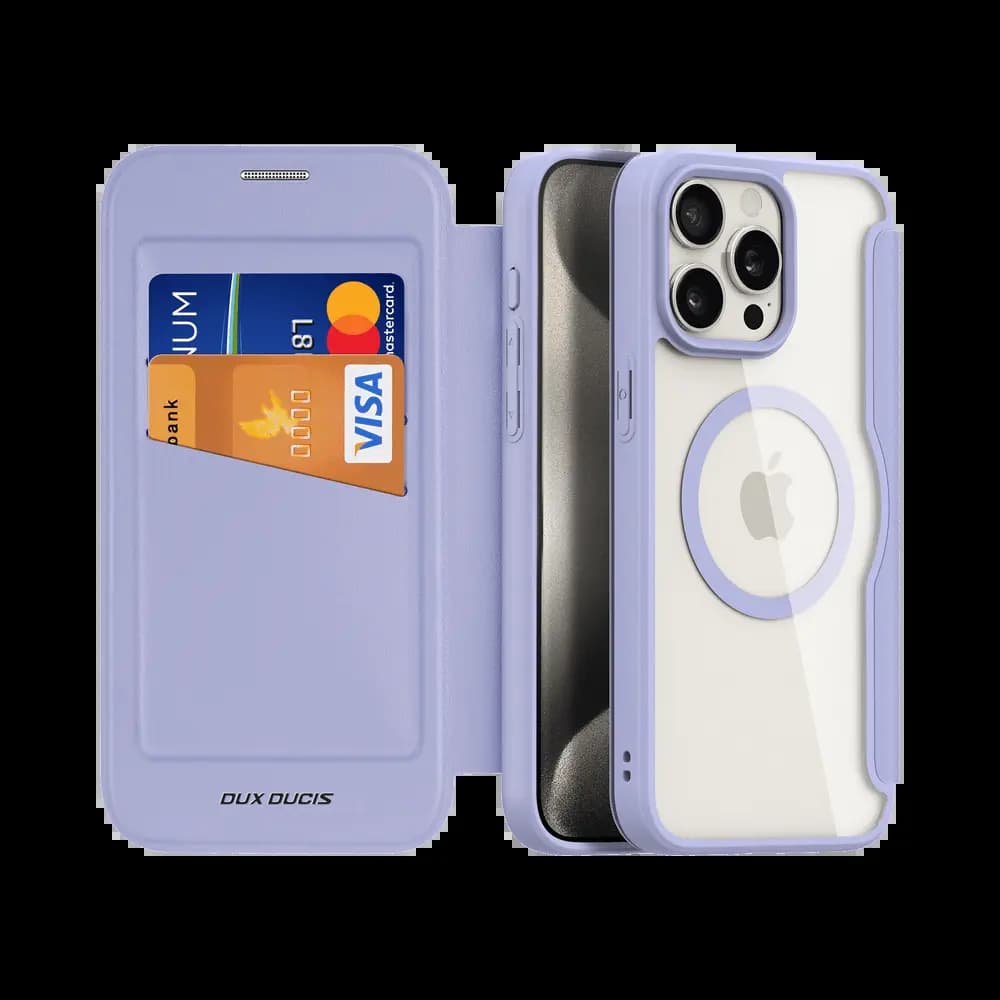 Housse folio MagSafe iPhone 15 Pro – Dux Ducis Skin X Pro Violet - Vue 2