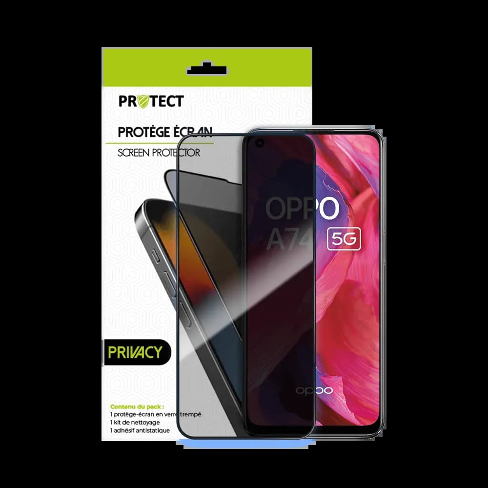 Verre trempé anti-espions 9H – OPPO A74 5G – PROTECT Transparent - Vue 2