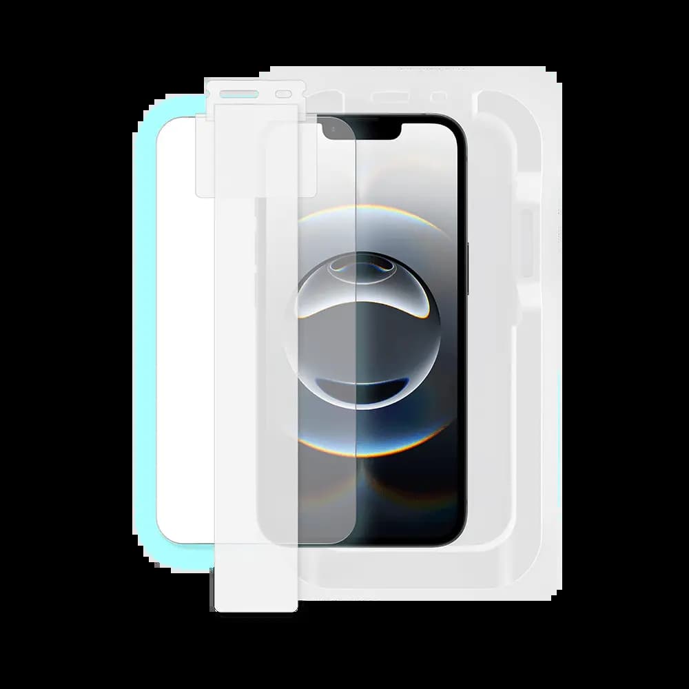Verre trempé (x2) iPhone 13 / 13 Pro / 14 / 16e / 17e applicateur installation facile - PROTECT - Vue 2
