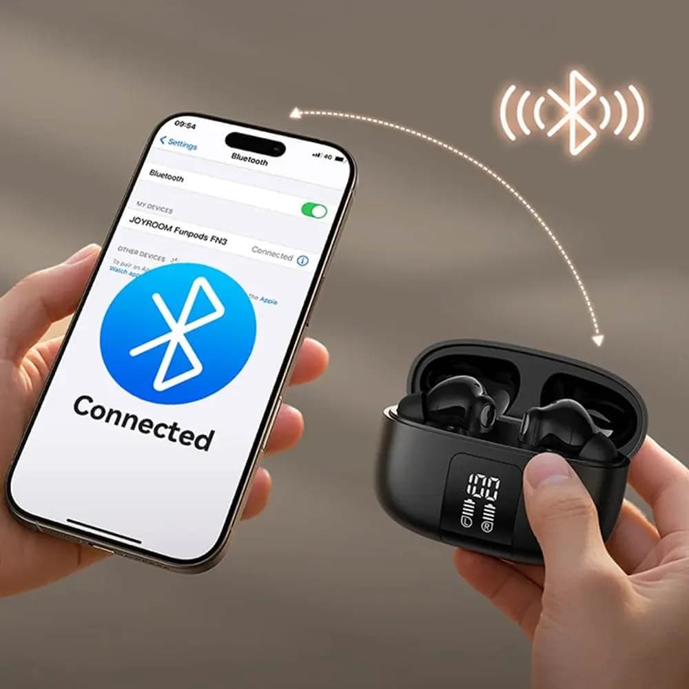 Écouteurs Bluetooth avec réduction de bruit active - JOYROOM JR-FN3 Noir - Vue 3