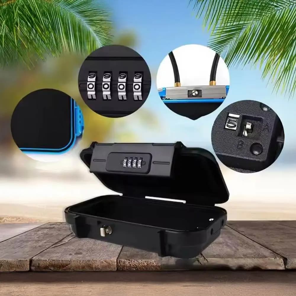 Mini Coffre Fort Portable avec Fil d'Acier Noir - Vue 56