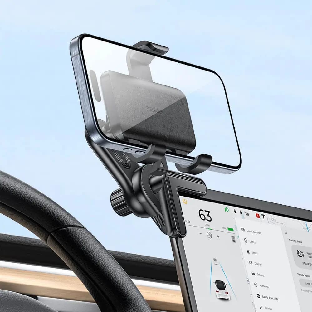 Support smartphone pour voiture fixation sur angle d'écran Yesido C250 Noir - Vue 2