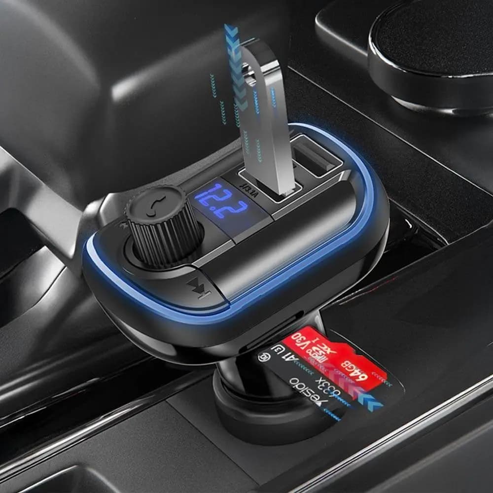 Transmetteur FM Bluetooth & Chargeur Voiture Yesido - Vue 3