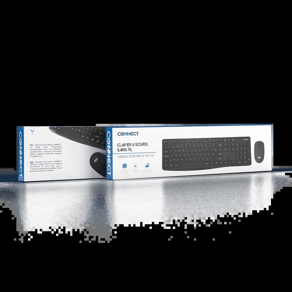 Pack clavier souris sans fil (AZERTY) - CONNECT Noir - Vue 3