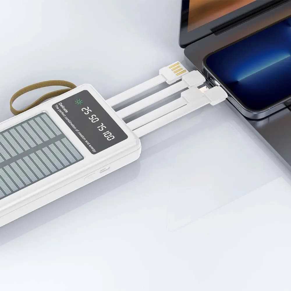 Batterie externe solaire 10000mAh avec écran digital et lampe torche – CONNECT MC-BESB01 Blanc - Vue 4