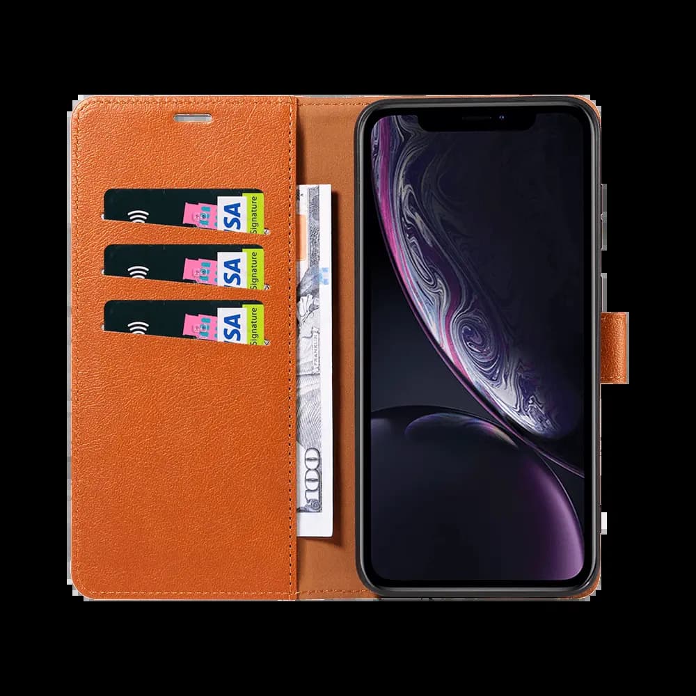 Housse folio anti-RFID iPhone XR – PROTECT IP011 Marron - Vue 2