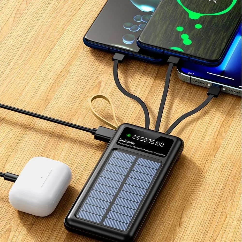 Batterie externe solaire 10000 mAh avec écran digital et lampe torche – CONNECT MC-BESN01 Noir - Vue 3