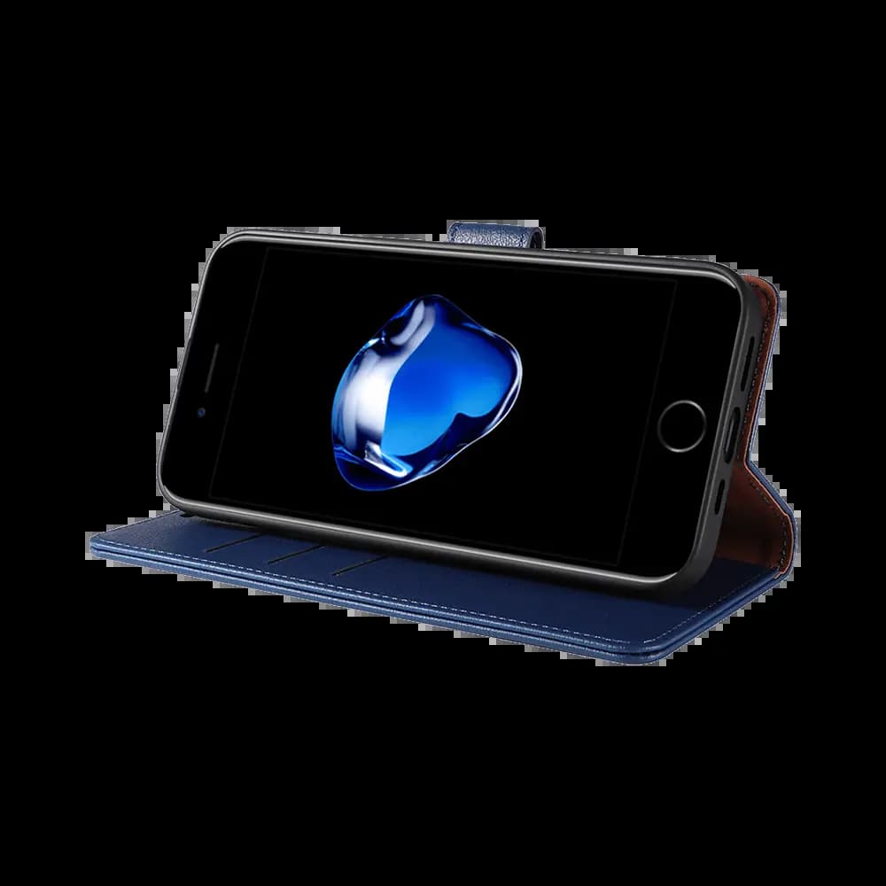 Housse folio anti-RFID iPhone 7 / 8 / SE – PROTECT IP011 Bleu Marine - Vue 2