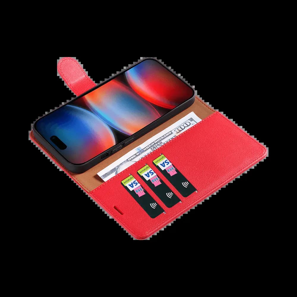 Housse folio anti-RFID iPhone 17 Pro Max – PROTECT IP011 Rouge - Vue 3