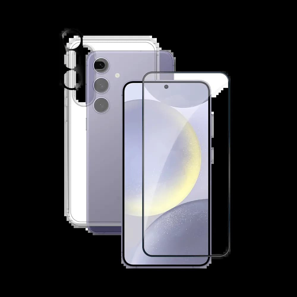 Pack de protection coque + protection lentille + verre trempé pour Samsung Galaxy S24+ PROTECT - Transparent