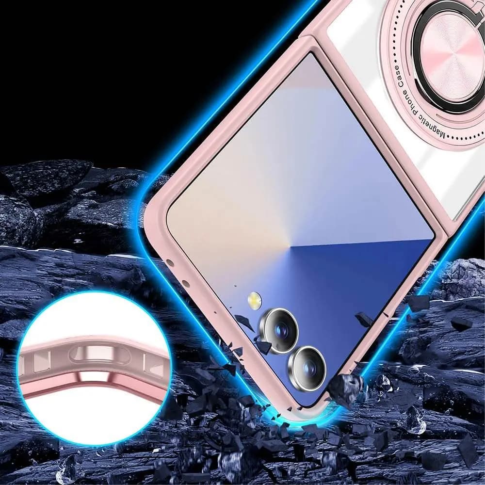 Coque de Protection Magnétique avec Bague 360° Z-FL3 Samsung Galaxy Z Flip 7 5G Rose - Vue 4