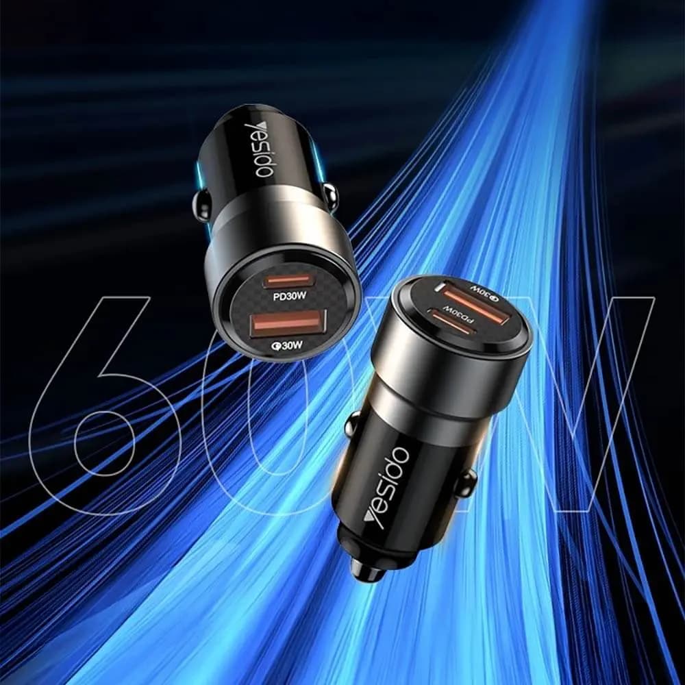 Chargeur Allume-Cigare Yesido 60W avec Câble USB-C vers USB-C Noir - Vue 17