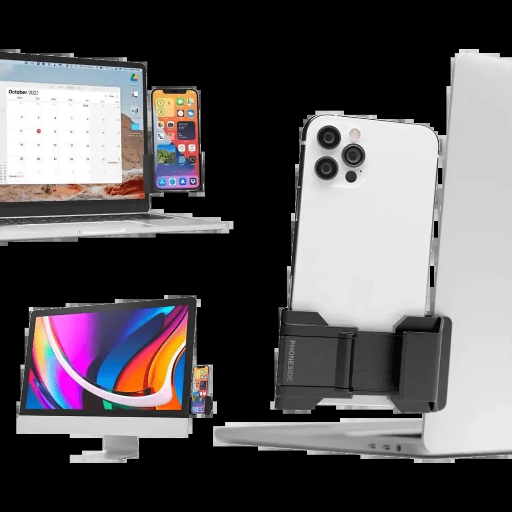 Support smartphone pour ordinateur Phoneside One - fixation écran & multitâche Noir - Vue 2