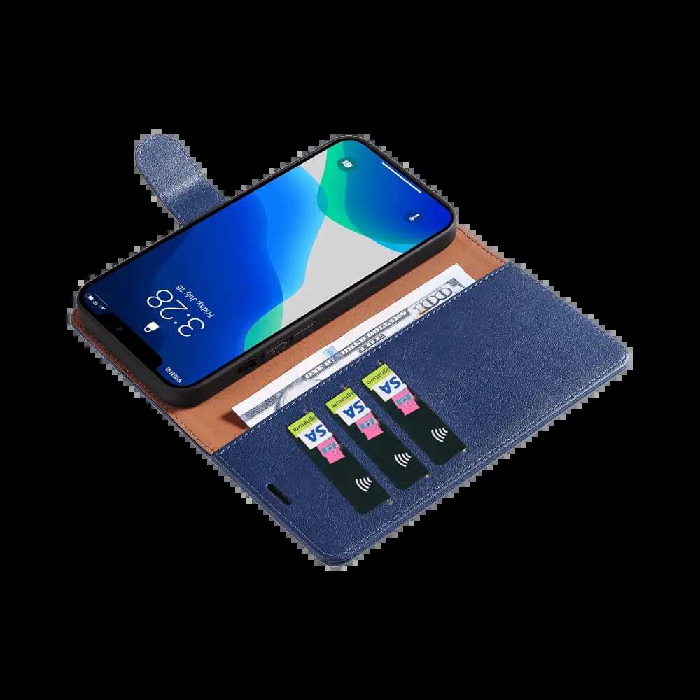 Housse folio anti-RFID iPhone 13 mini – PROTECT IP011 Bleu Marine - Vue 3