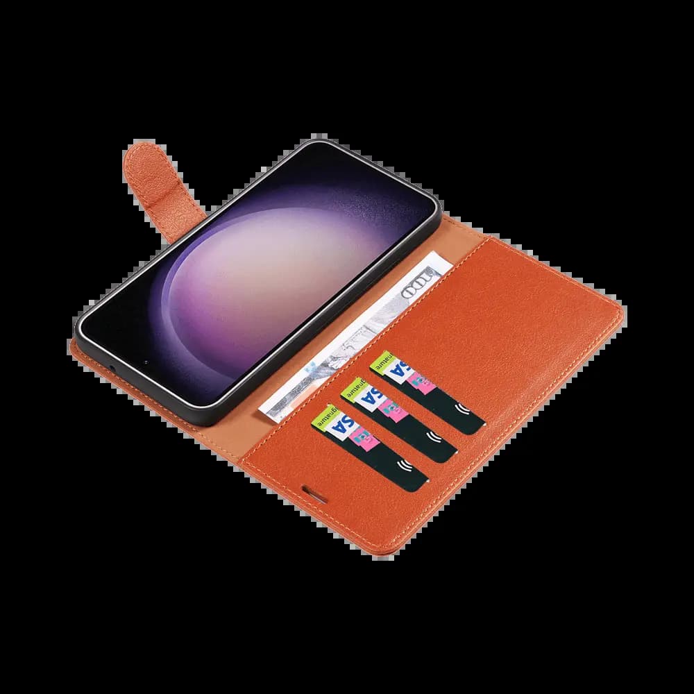 Housse folio anti-RFID Samsung Galaxy S22 Ultra – PROTECT IP011 Marron - Vue 3