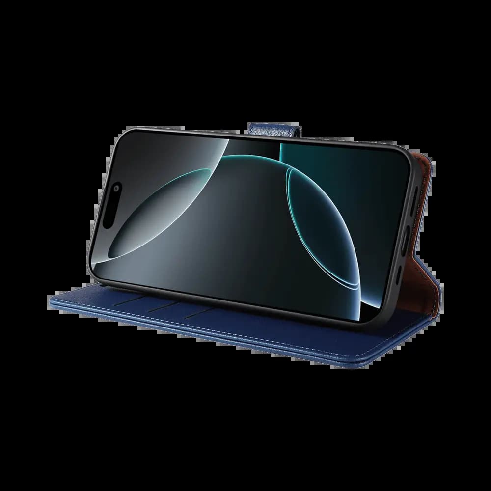 Housse folio anti-RFID iPhone 16 Pro – PROTECT IP011 Bleu Marine - Vue 5