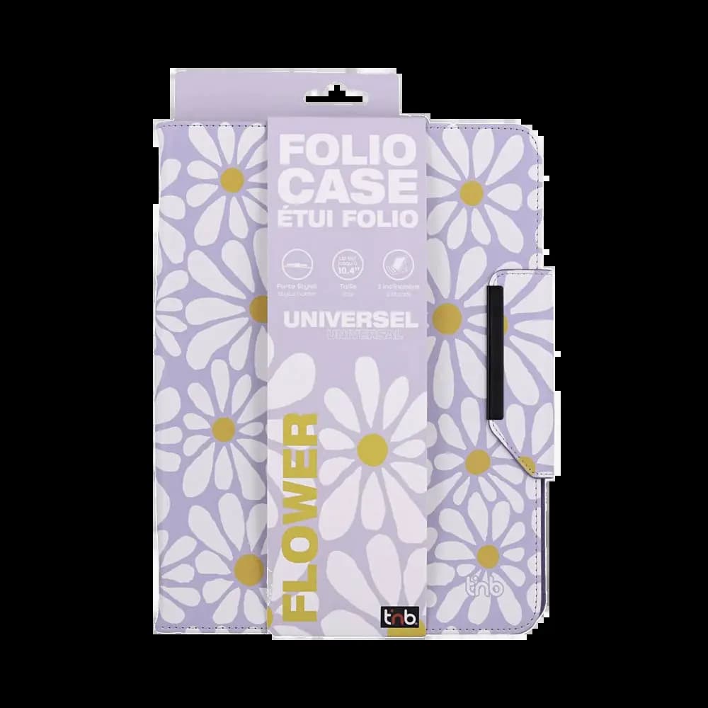 Housse folio universelle pour tablette 11" à motif fleuri et support rotatif - T'nb EXCLUSIV FLOWER Violet - Vue 4