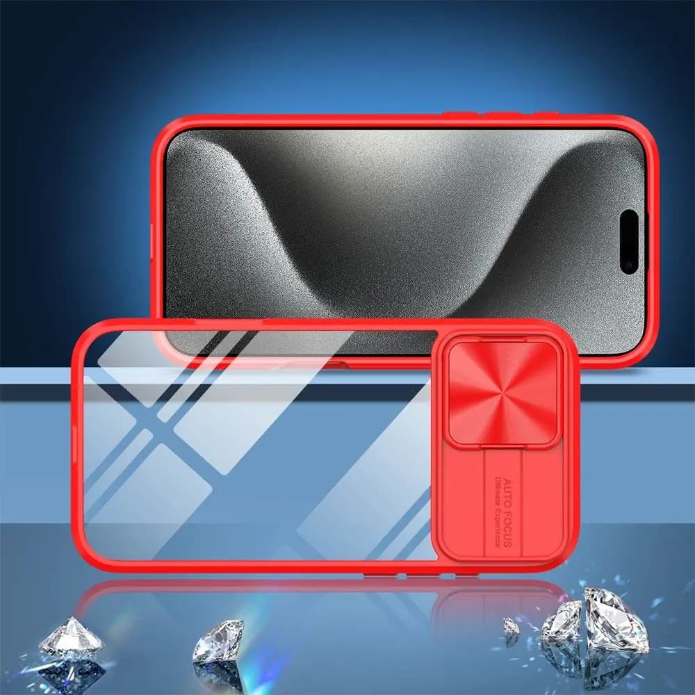 Coque avec cache caméra iPhone 15 Pro – PROTECT IE027 Rouge  - Vue 2