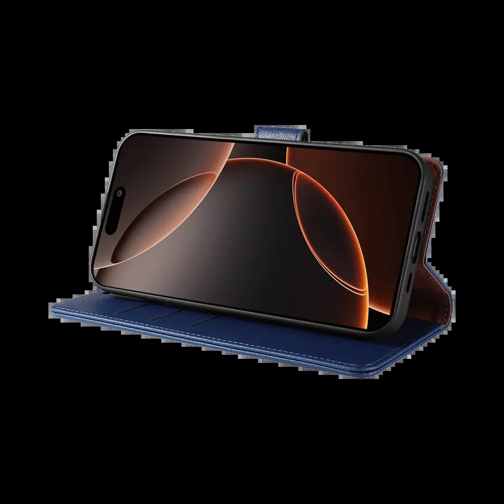 Housse folio anti-RFID iPhone 16 Pro Max – PROTECT IP011 Bleu Marine - Vue 5