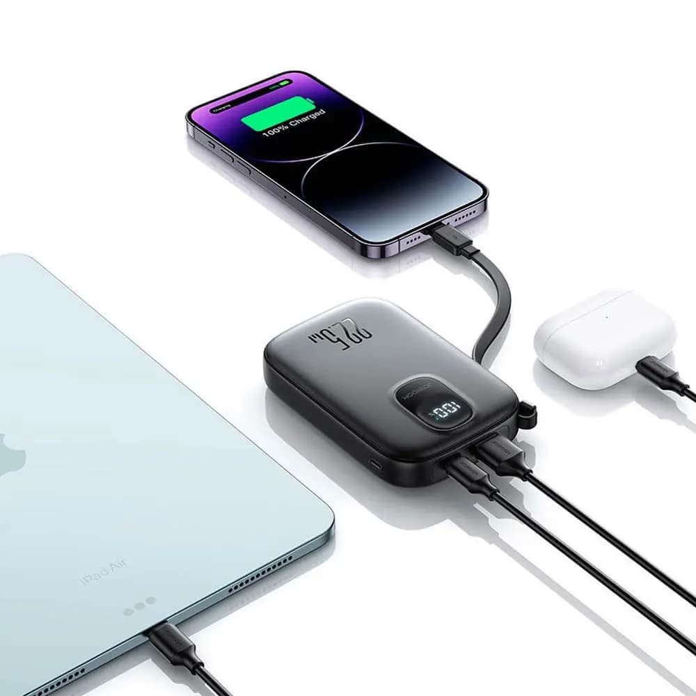 Batterie externe 10000mAh 22.5W avec câble Lightning intégré – Joyroom JR-PBF18 Noir - Vue 12