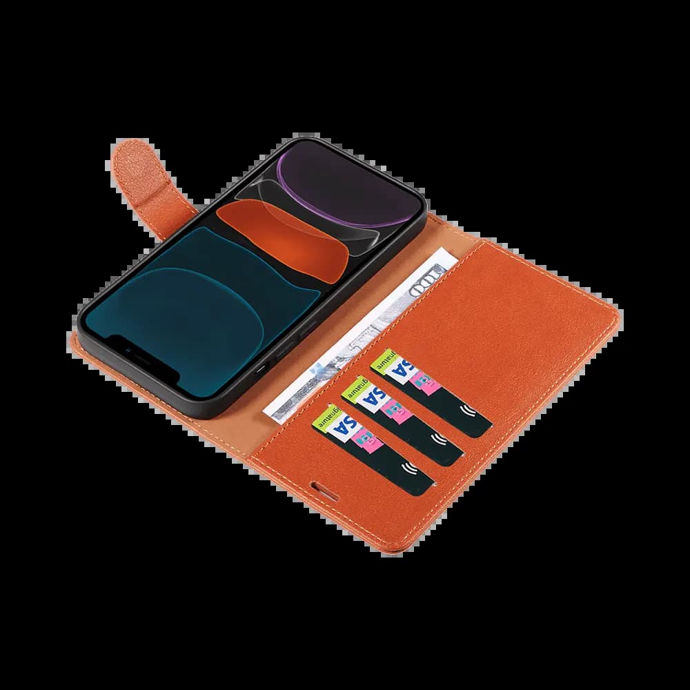 Housse folio anti-RFID iPhone 11 – PROTECT IP011 Marron  - Vue 3
