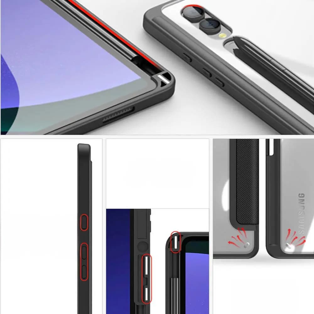 Housse folio Samsung Galaxy Tab S9 Ultra avec dos transparent & porte-stylet - Dux Ducis Toby Bleu - Vue 4