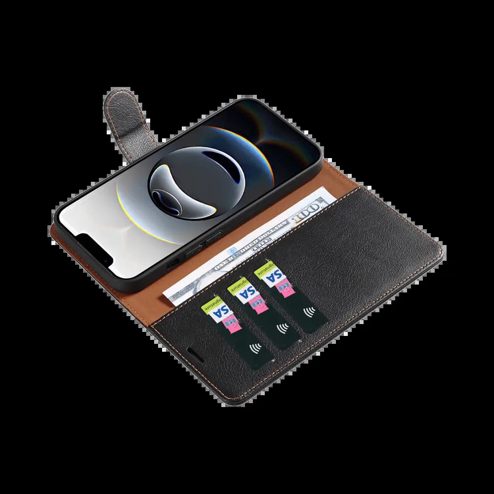 Housse folio anti-RFID iPhone 16e – PROTECT IP011 Noir - Vue 3