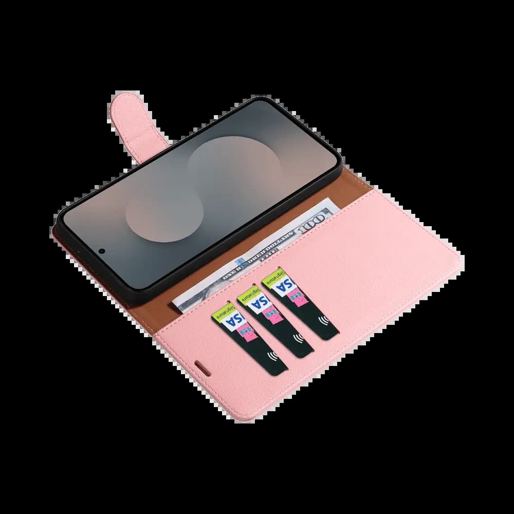 Housse folio anti-RFID Samsung Galaxy S25 FE – PROTECT IP011 Rose - Vue 3