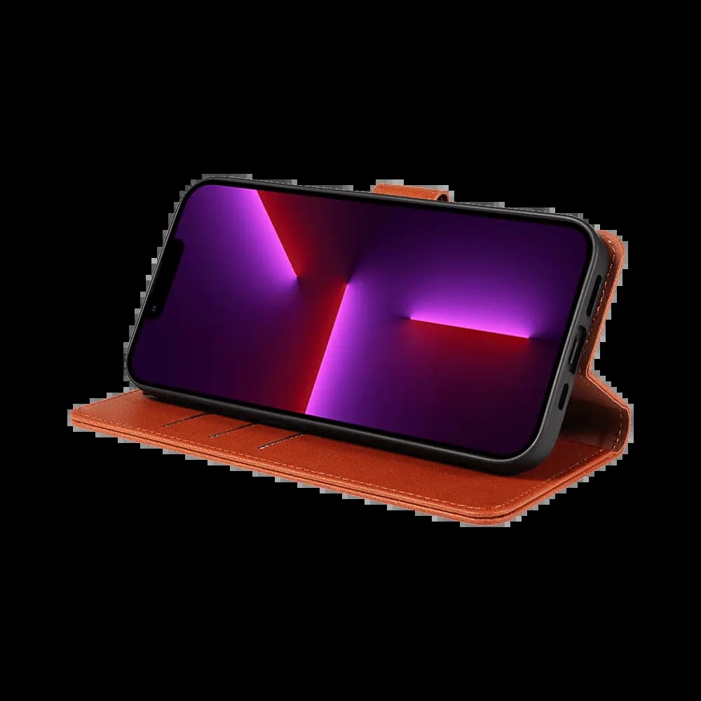 Housse folio anti-RFID iPhone 12 / 12 Pro – PROTECT IP011 Marron - Vue 5