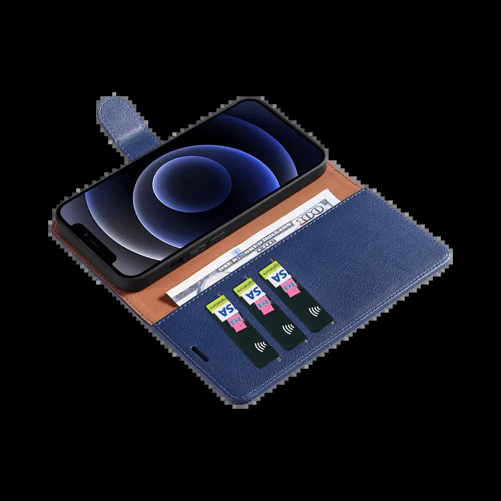 Housse folio anti-RFID iPhone 12 mini – PROTECT IP011 Bleu Marine - Vue 3