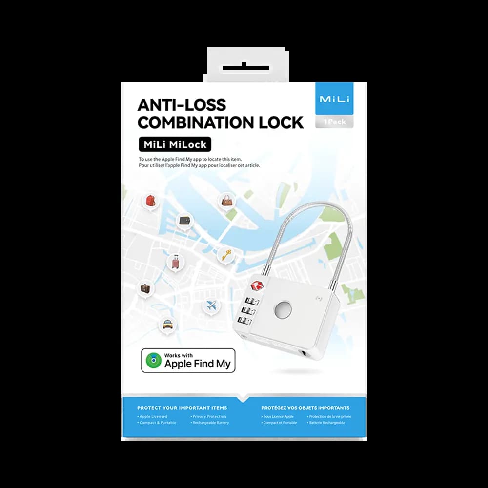 Traceur GPS cadenas connecté MILI MiLock pour iOS Apple Find My - Blanc - Vue 4
