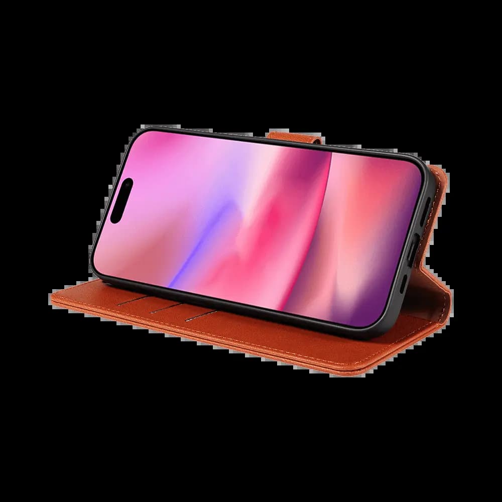 Housse folio anti-RFID iPhone 16 – PROTECT IP011 Marron - Vue 5