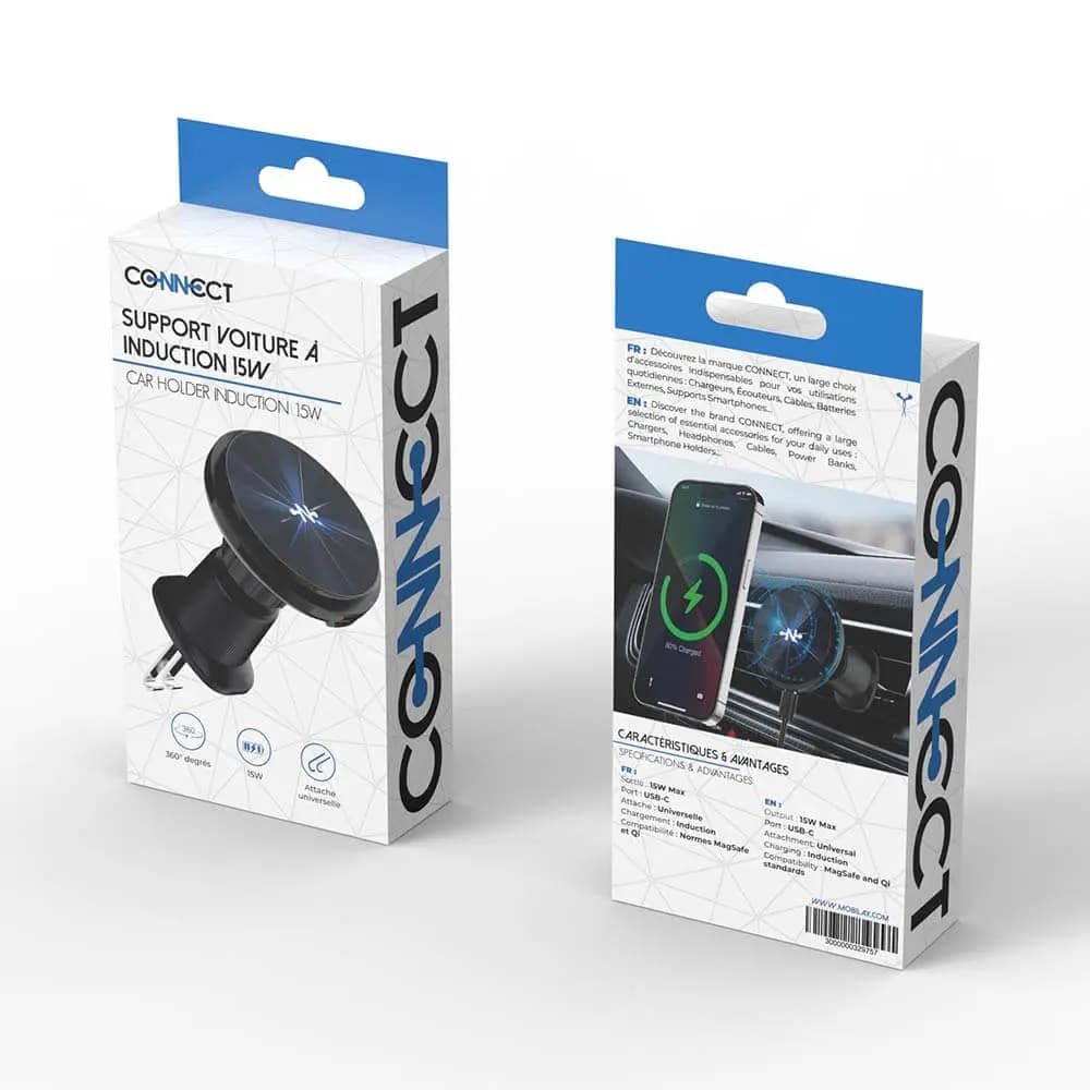 Support Smartphone Chargeur à Induction pour Voiture CONNECT MC-SV15W02 15W Noir - Vue 16